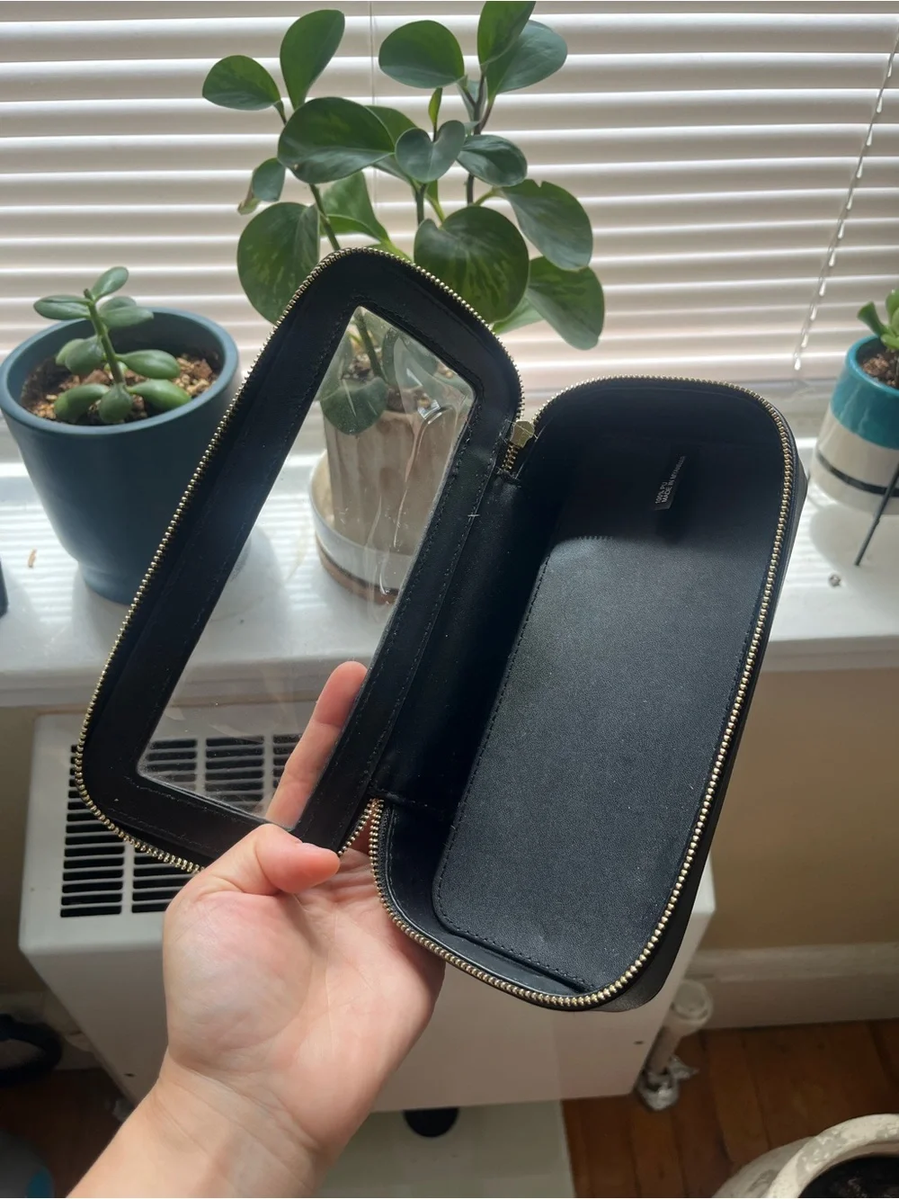 Revitalash cosmetics pleather black clear window cosmetics bag